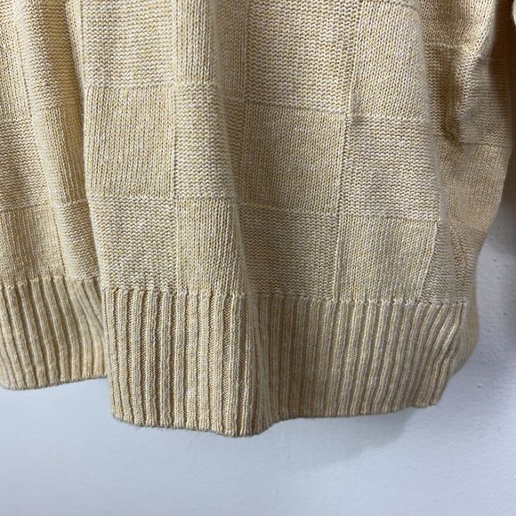 Clan Douglas Sweater Men Large Linen Silk Blend Yellow Check Scotland Pullover - Picture 7 of 15